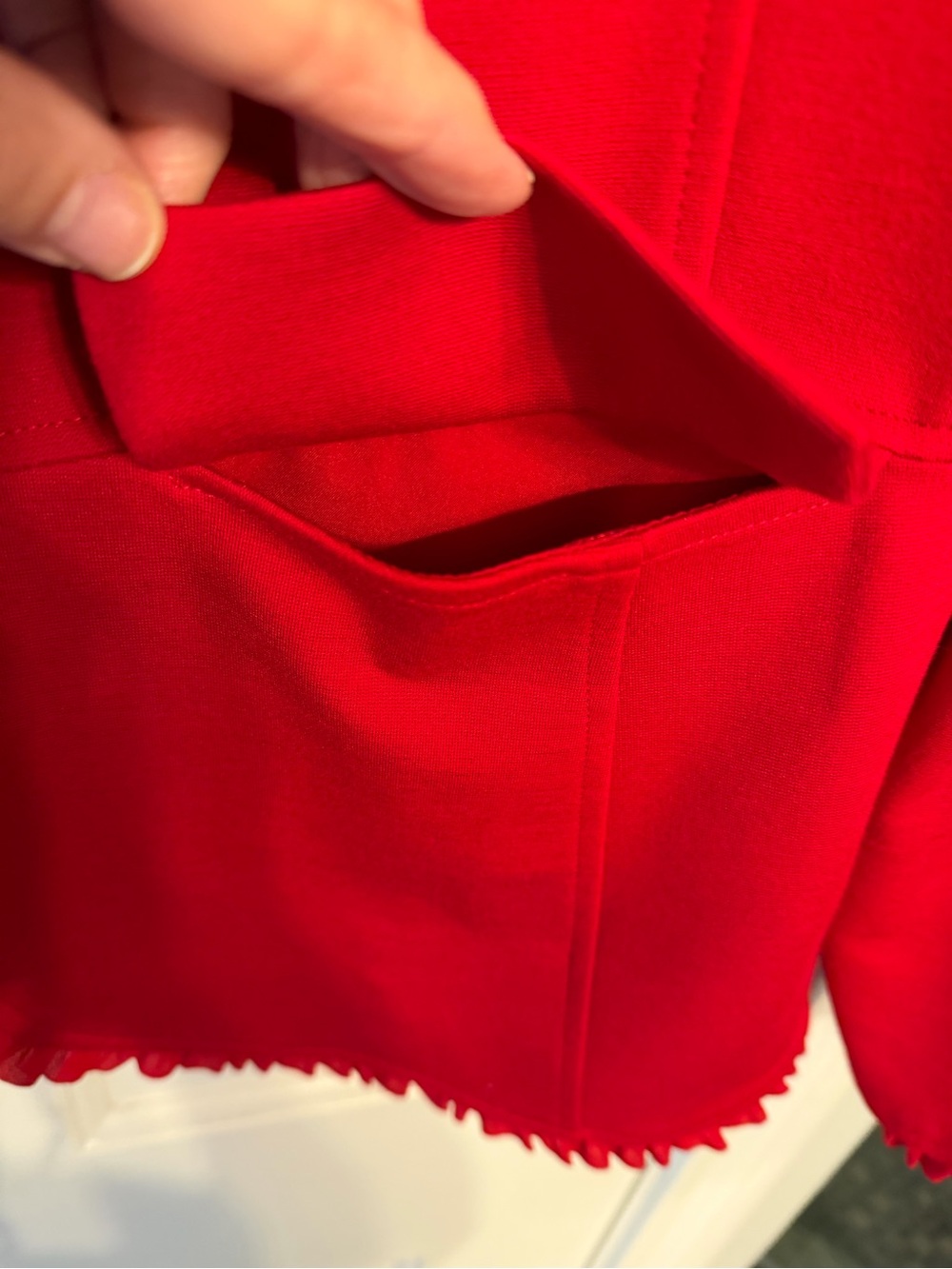 Chico's Bright Red Ruffle-Edge Blazer - Picture 3 of 4